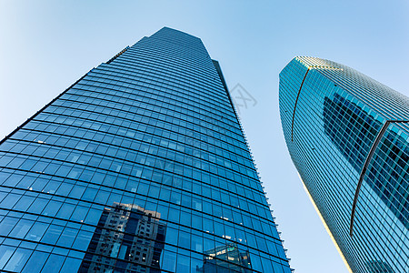 科技蓝天白云城市建筑摩天大楼背景