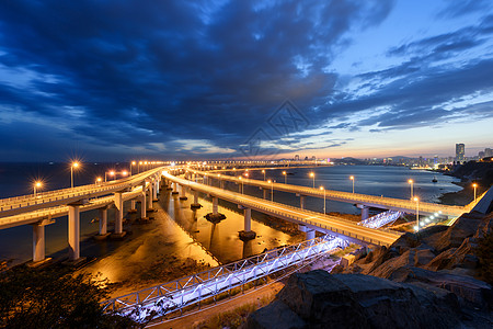 夜晚公路夜色跨海大桥背景