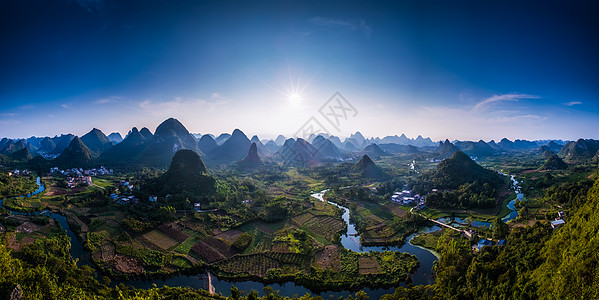 高清全景素材冬日阳朔全景高像素接片背景