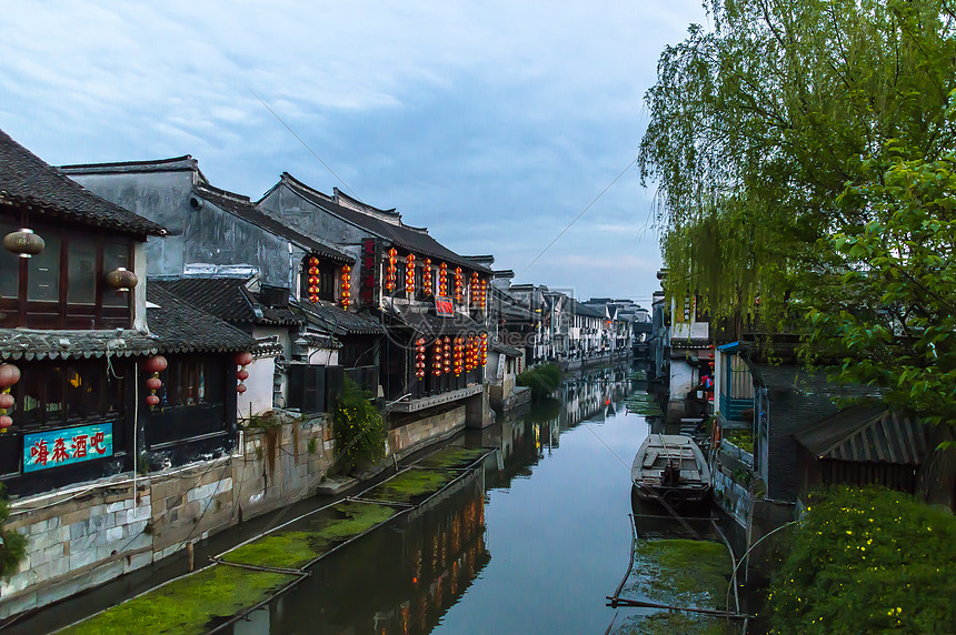 江南水乡西塘背景图片