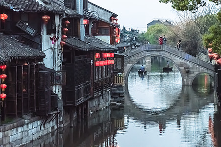 西塘古城海报江南水乡西塘小桥背景