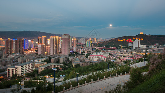 城市山西宁之夜背景