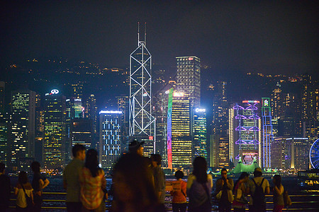 香港中环夜景背景图片