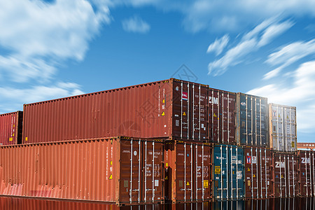 货物集装箱集装箱船货运港高清图片