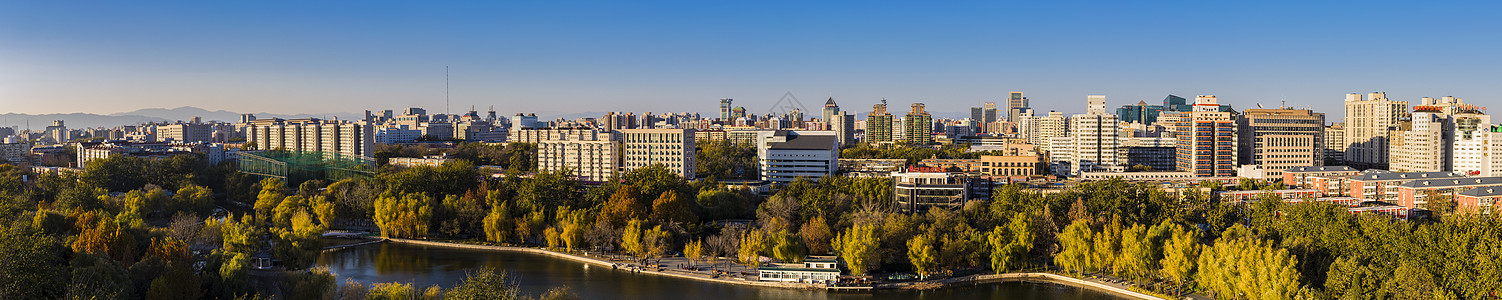 公园景秋意的城市全景背景