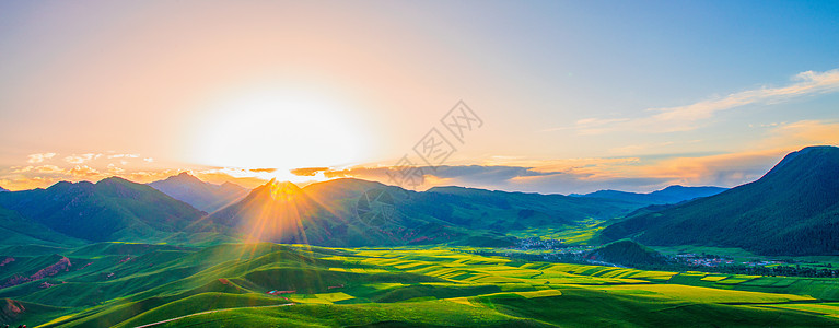 简笔山水卓尔山的日出背景