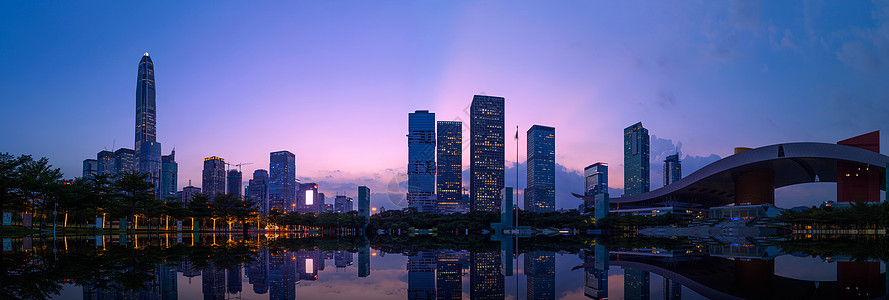 商业中心夜景城市夜景全景背景