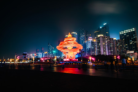 夜景广场青岛五四广场背景