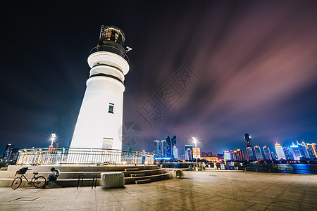 青岛灯塔夜景背景图片