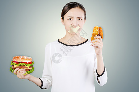 拒绝垃圾食品解释减肥的女性设计图片