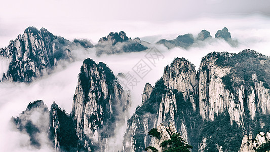 中国风山川水墨画般的山水景色背景