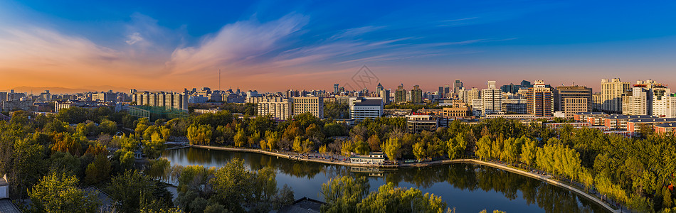 夕阳西下的城市图片