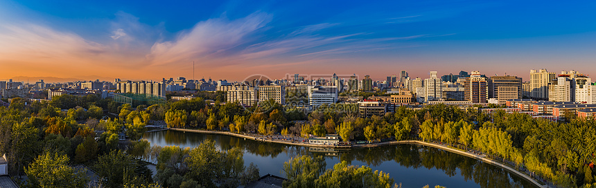 夕阳西下的城市图片