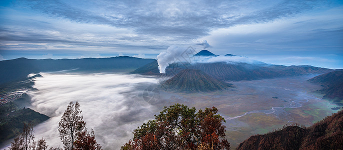 布罗莫活火山印尼布罗莫火山全境背景