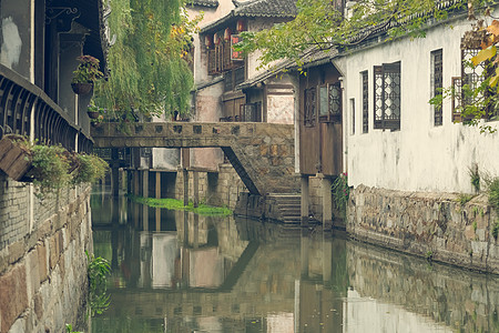 古镇风景秋季上海枫泾古镇背景