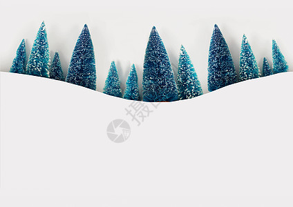 蓝色圣诞树圣诞树信封卡纸素材背景
