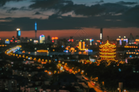 武汉地标建筑黄鹤楼俯瞰高清图片素材
