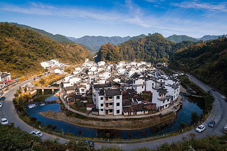 民宿风景江西婺源晒秋背景