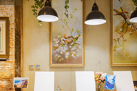古典油画画室空间展示背景
