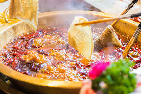 美味中国美食餐饮海报重庆传统老火锅背景