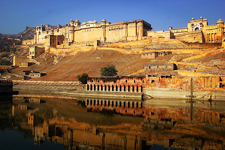 印度建筑印度著名景点琥珀堡背景