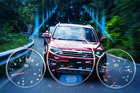 科技汽车创意合成智能汽车高清图片