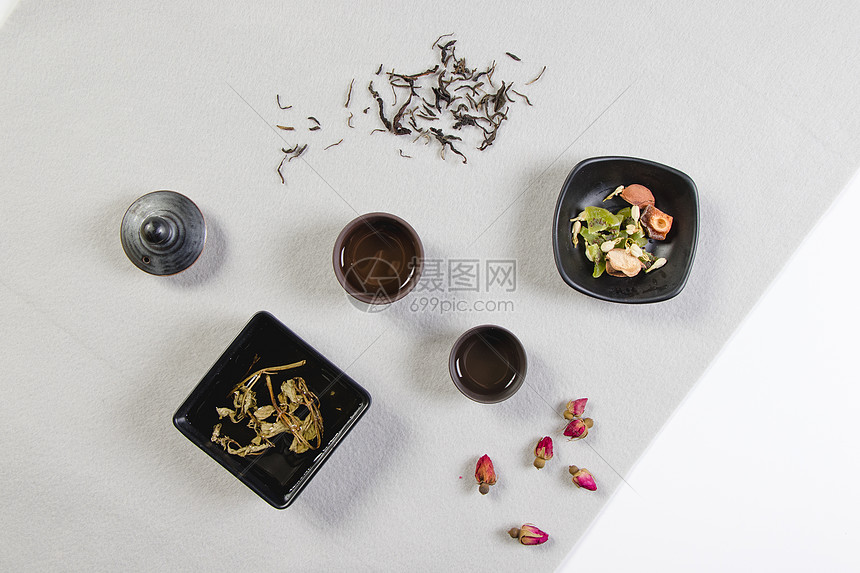 简约花茶静物图片