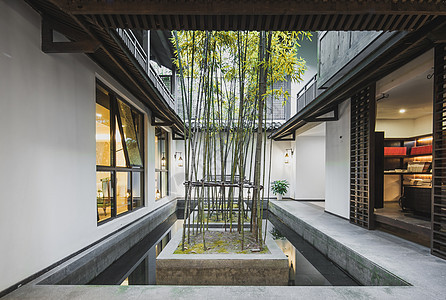 中式古典风格的庭院背景图片