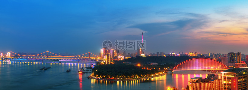 鹦鹉洲大桥武汉长江大桥城市夜景背景