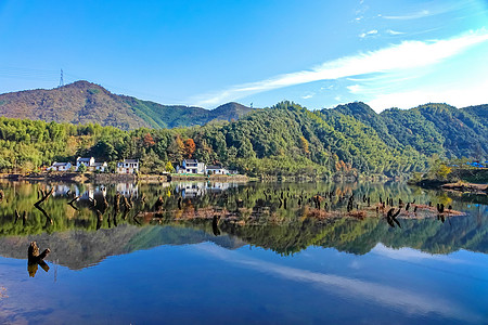 生态家安徽宁国青龙乡储家滩背景