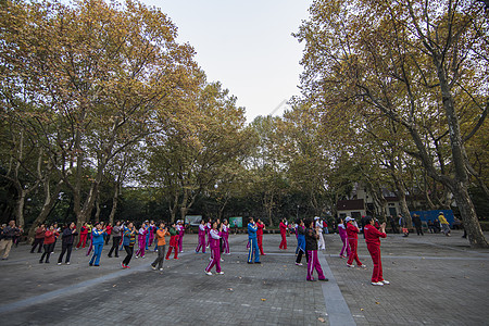 广场舞音响晚年时光老年人在公园运动背景