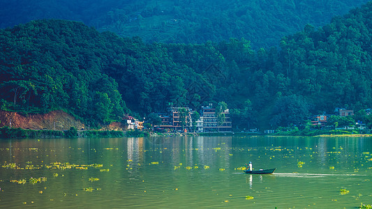 尼泊尔博卡拉费瓦湖背景