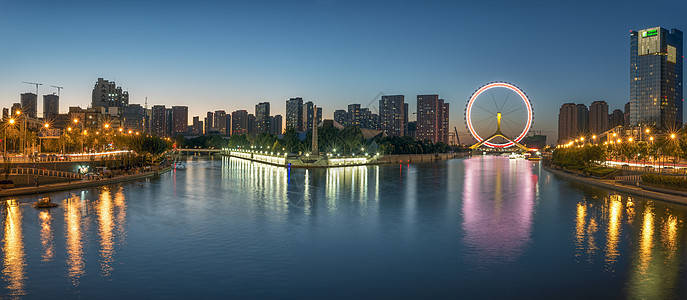 天津海河三岔河口全景城市风光高清图片素材