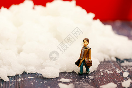 卡通雪地圣诞装置雪地里的小人背景