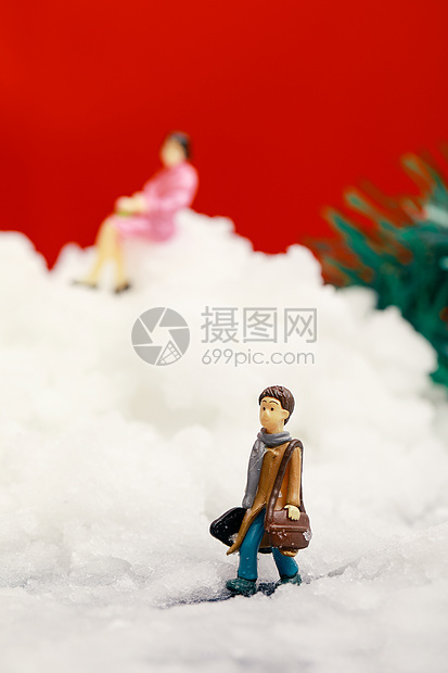 圣诞装置雪地里的小人图片