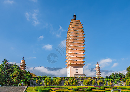 大理地标建筑云南大理崇圣寺三塔背景