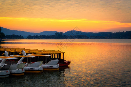 南京玄武湖夕阳西下背景