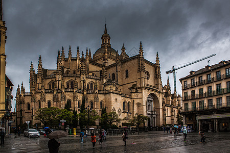 哥特建筑西班牙塞戈维亚大教堂背景