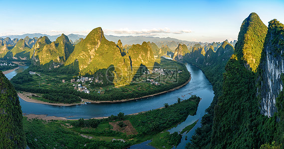 山水稻田桂林阳朔漓江山水背景