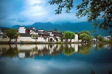 江南烟雨烟雨宏村背景