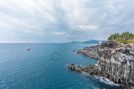 韩国海边韩国济州岛海滨公园背景