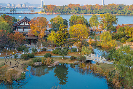 江苏南京玄武湖秋色迷人背景