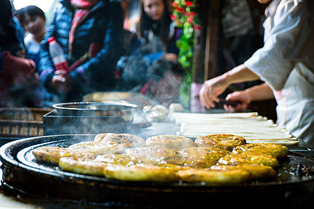 韩国泡菜煎饼手工煎饼背景