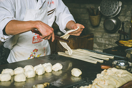 四川特色小吃手工煎饼背景