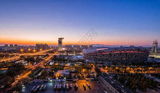 创意北京北京鸟巢国家体育馆夜景背景