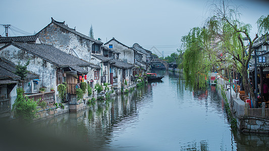 江南白墙江南水乡枫泾古镇背景