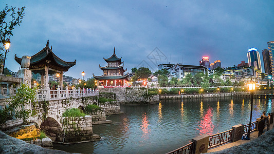 贵州夜景贵阳甲秀楼风景区背景