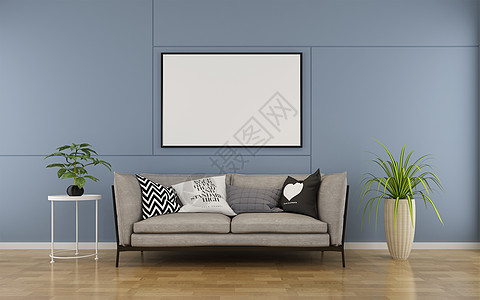 蓝色暖调简易室内设计设计图片