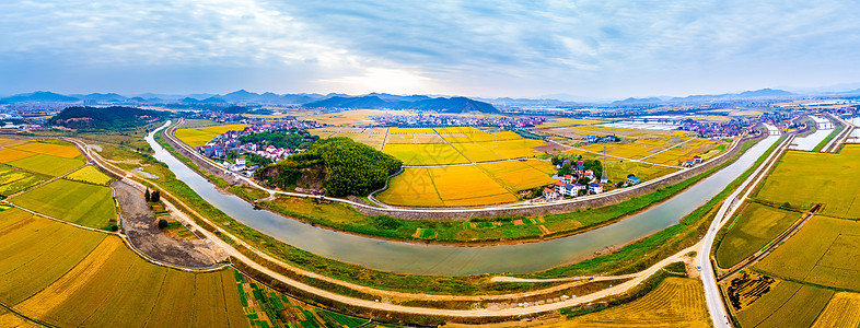 黄色稻田乡村田园风光背景