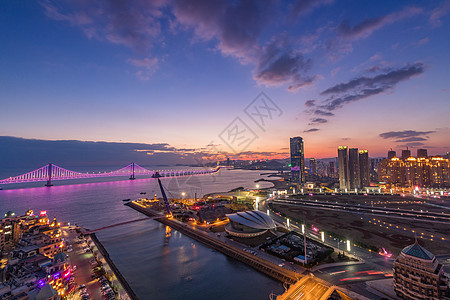 大连星海湾全景大连跨海大桥夜景背景